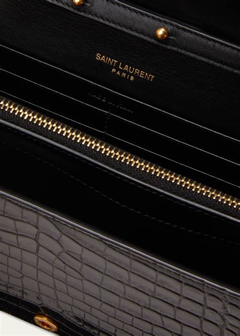 YSL Cassandra Croc Embossed Wallet on Chain 